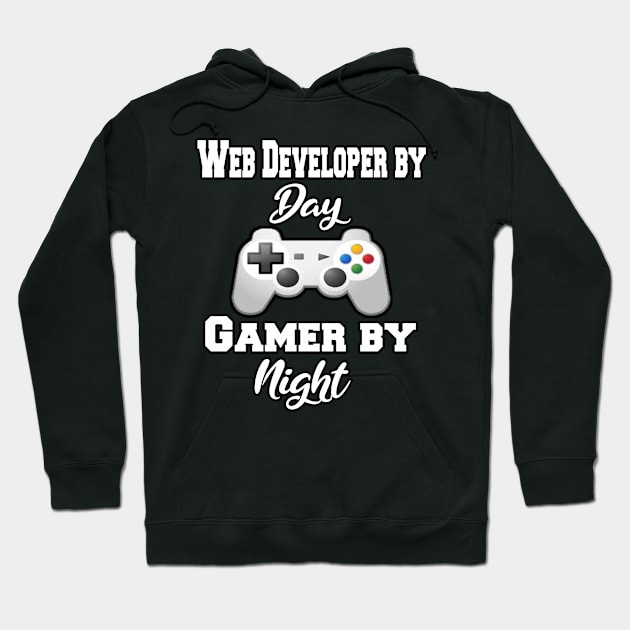 Web Developer By Day Gamer By Night Hoodie by Emma-shopping